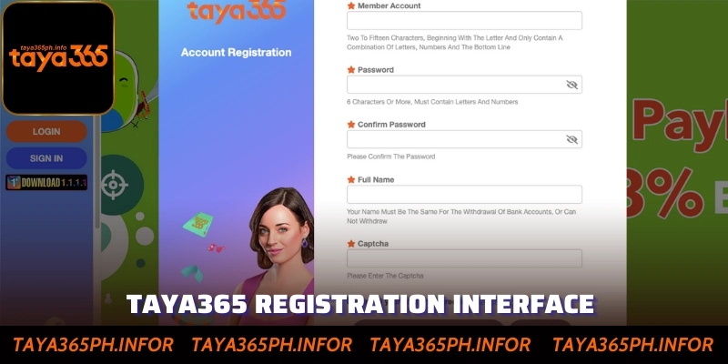 Taya365 Registration Interface